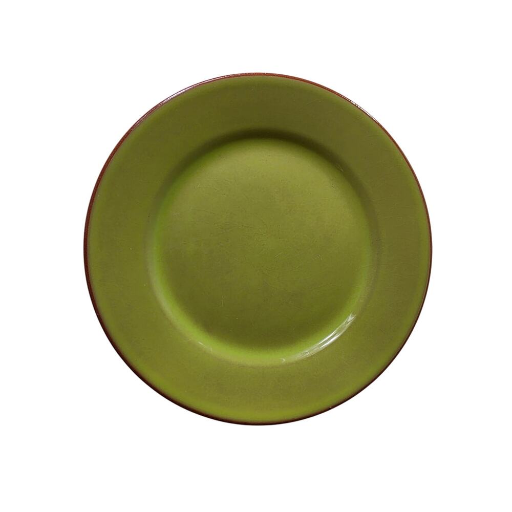 Set of 4 VAL DO SOL POTTERY Avocado Green MCM Style Terra Cotta 8.5" Salad Plate